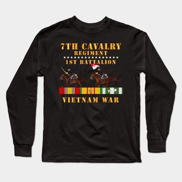 1st Battalion,  7th Cavalry Regiment - Vietnam War wt 2 Cav Riders and VN SVC Long Sleeve T-Shirt by twix123844